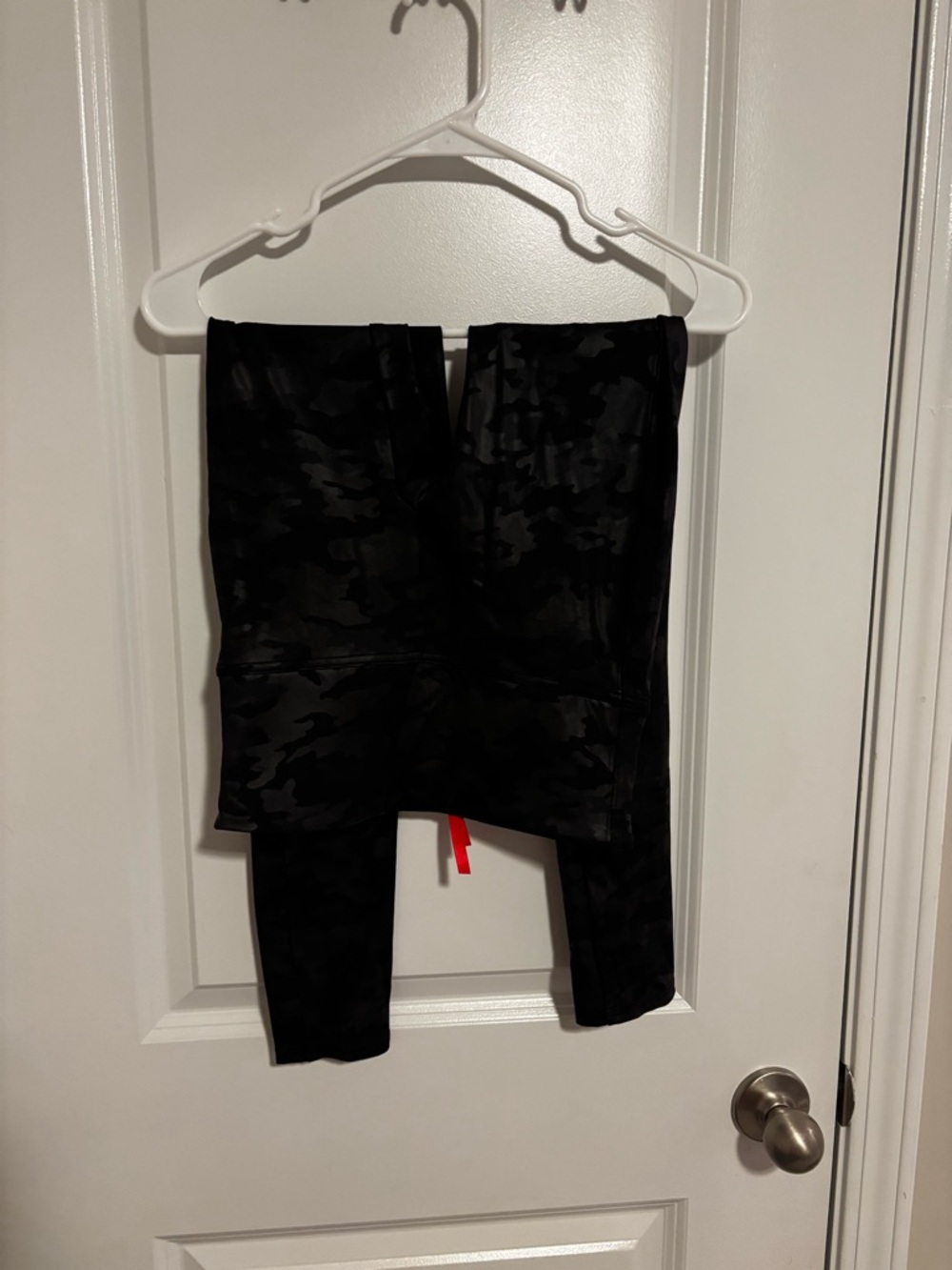 Spanx Black “Leather” Camouflage Leggings